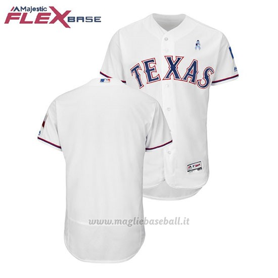 Maglia Baseball Uomo Texas Texas Rangers Bianco 2018 Dia del Padre Flex Base